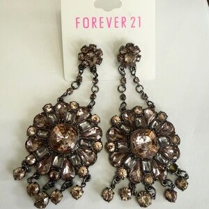 Forever 21 Elegant Pink Rhinestone Crystal Earrings